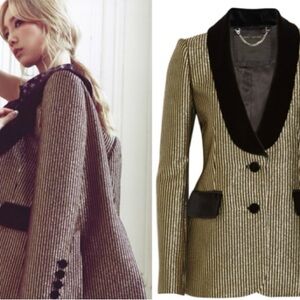 Marc Jacobs stunning gold stripe blazer with velvet